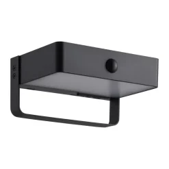 Solar LED buiten wandlamp Saulio, zwart, aluminium, IP44