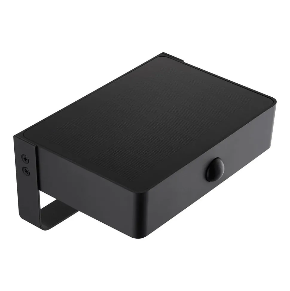 Solar LED buiten wandlamp Saulio, zwart, aluminium, IP44