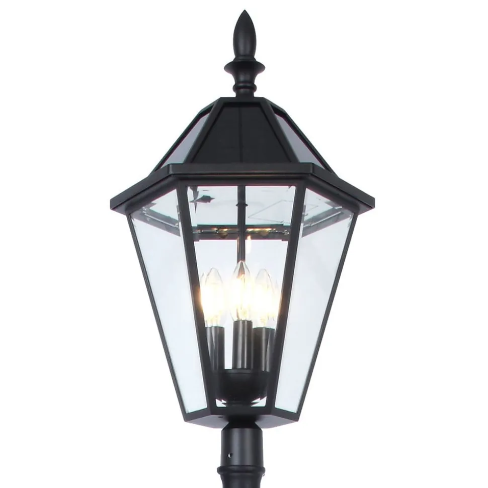 Solar mastlamp London met retrofit-LED lampen