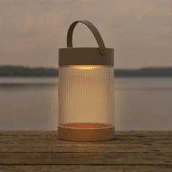 Solar tafellamp Coupar, zandkleurig, kunststof, IP44