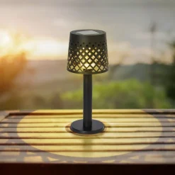 Solar-accu-tafellamp 36631, IP44, zwart