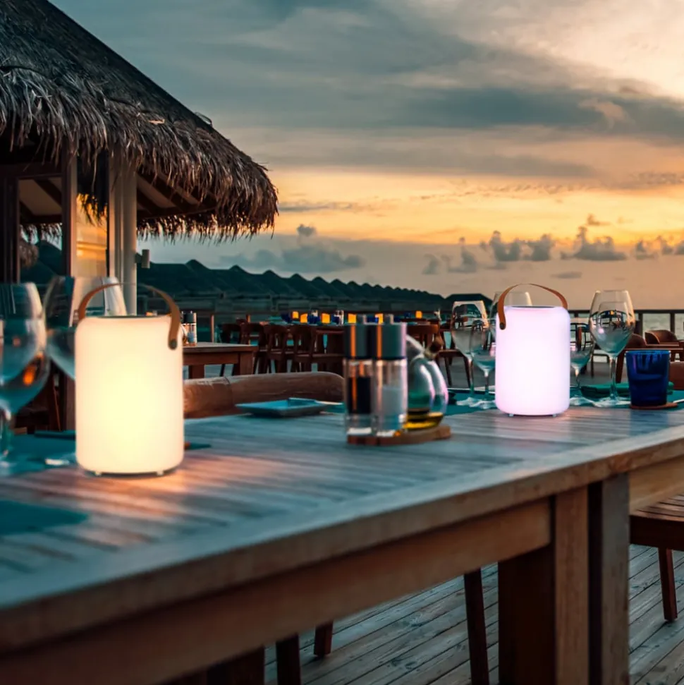 Solar-LED tafellamp Orno, warmwit en RGB