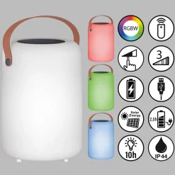 Solar-LED tafellamp Orno, warmwit en RGB