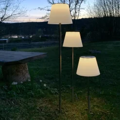 Solini LED grondspies lamp, wit/zilver, hoogte 90 cm