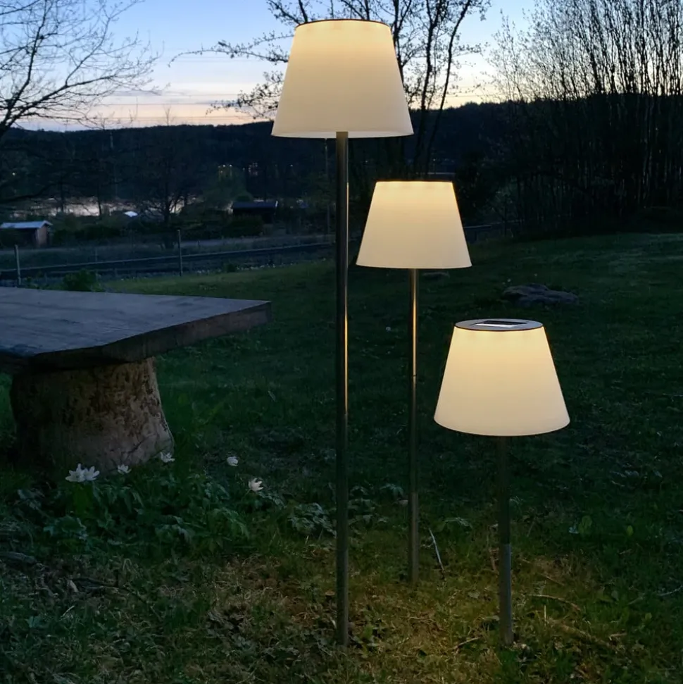 Solini LED grondspies lamp, wit/zilver, hoogte 90 cm