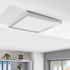 Solvie LED plafondlamp, zilver, hoekig, 30 x 30 cm