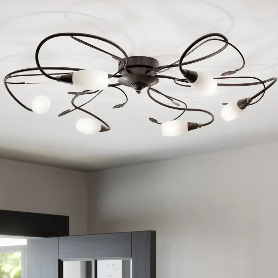 Speelse plafondlamp Claudi, antiek bruin