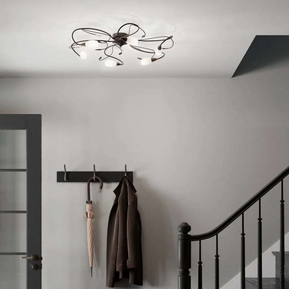 Speelse plafondlamp Claudi, antiek bruin