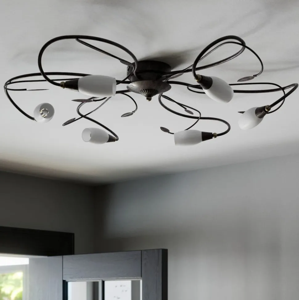 Speelse plafondlamp Claudi, antiek bruin