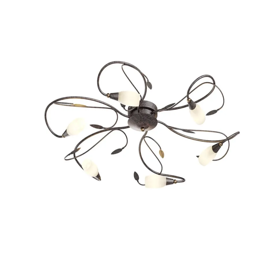 Speelse plafondlamp Claudi, antiek bruin