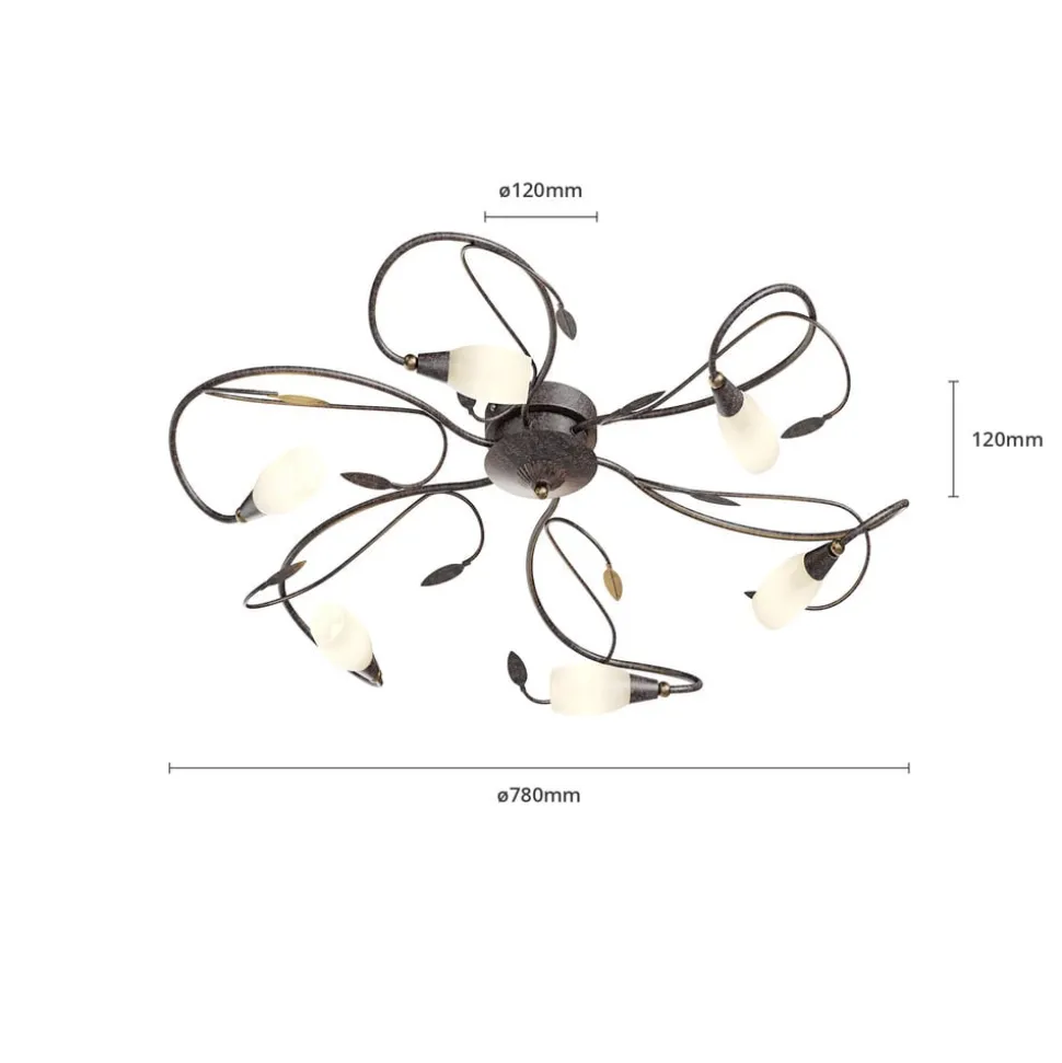 Speelse plafondlamp Claudi, antiek bruin