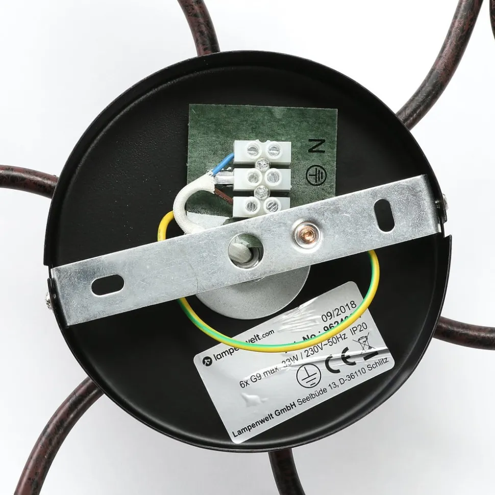 Speelse plafondlamp Claudi, antiek bruin