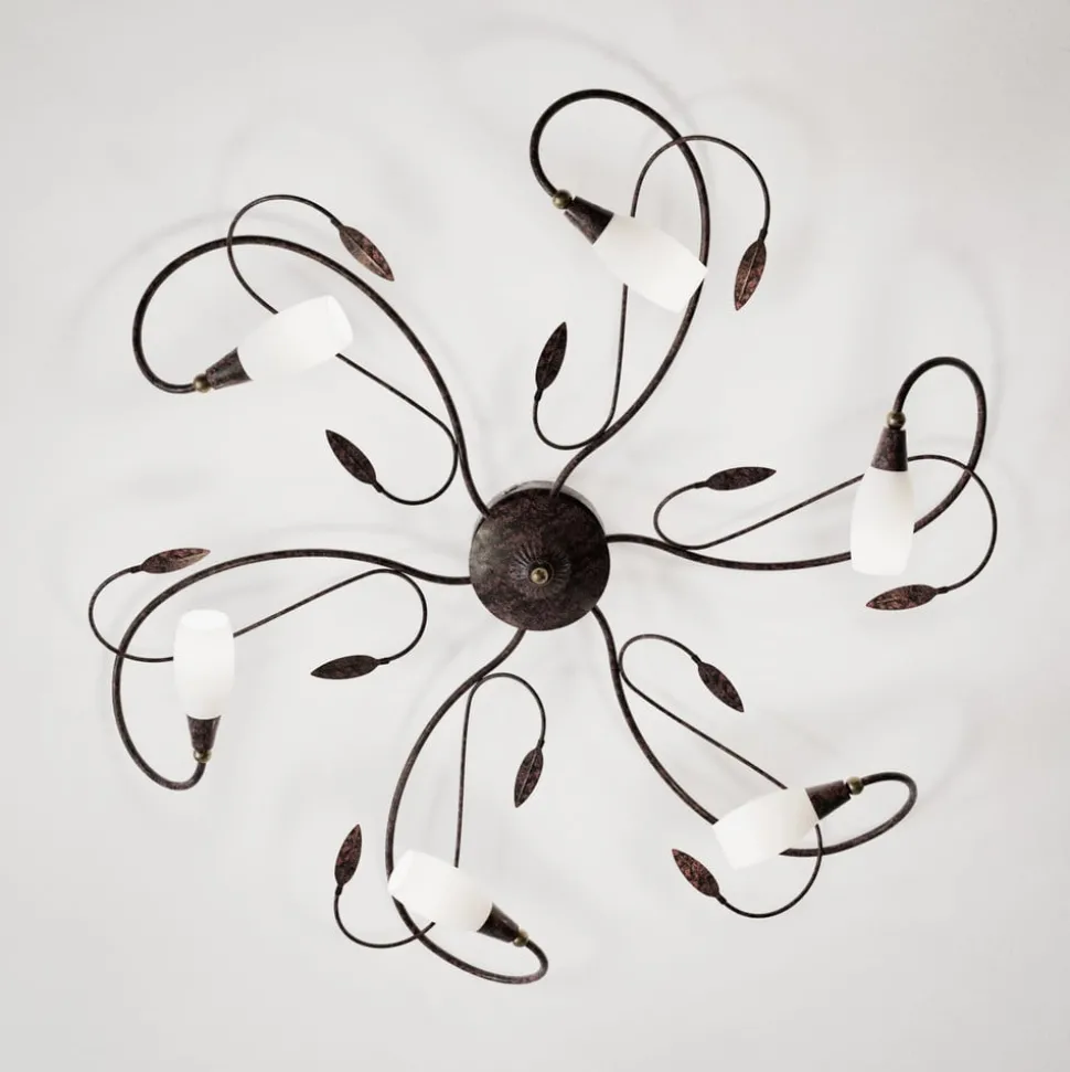 Speelse plafondlamp Claudi, antiek bruin