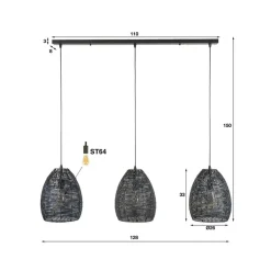 Spitse Pet hanglamp, antiek zilver