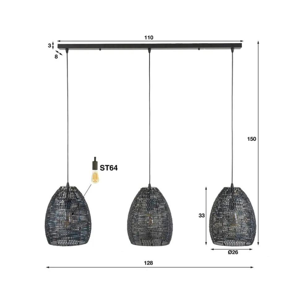 Spitse Pet hanglamp, antiek zilver