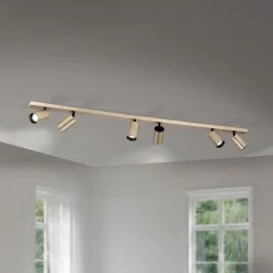 Spot Sean, 6-lamps, goudkleurig, metaal, draaibaar