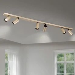 Spot Sean, 6-lamps, goudkleurig, metaal, draaibaar