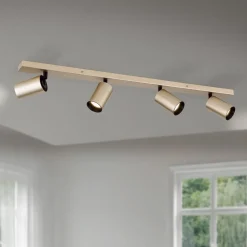 Spot Sean, 4-lamps, goudkleurig, metaal, draaibaar gemonteerd