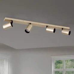 Spot Sean, 4-lamps, goudkleurig, metaal, draaibaar gemonteerd