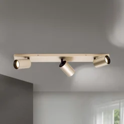 Spot Sean, 3-lamps, goudkleurig, metaal, draaibaar gemonteerd