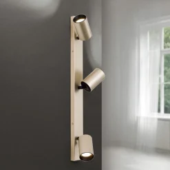 Spot Sean, 3-lamps, goudkleurig, metaal, draaibaar gemonteerd