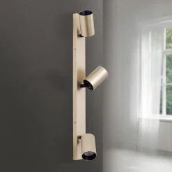 Spot Sean, 3-lamps, goudkleurig, metaal, draaibaar gemonteerd