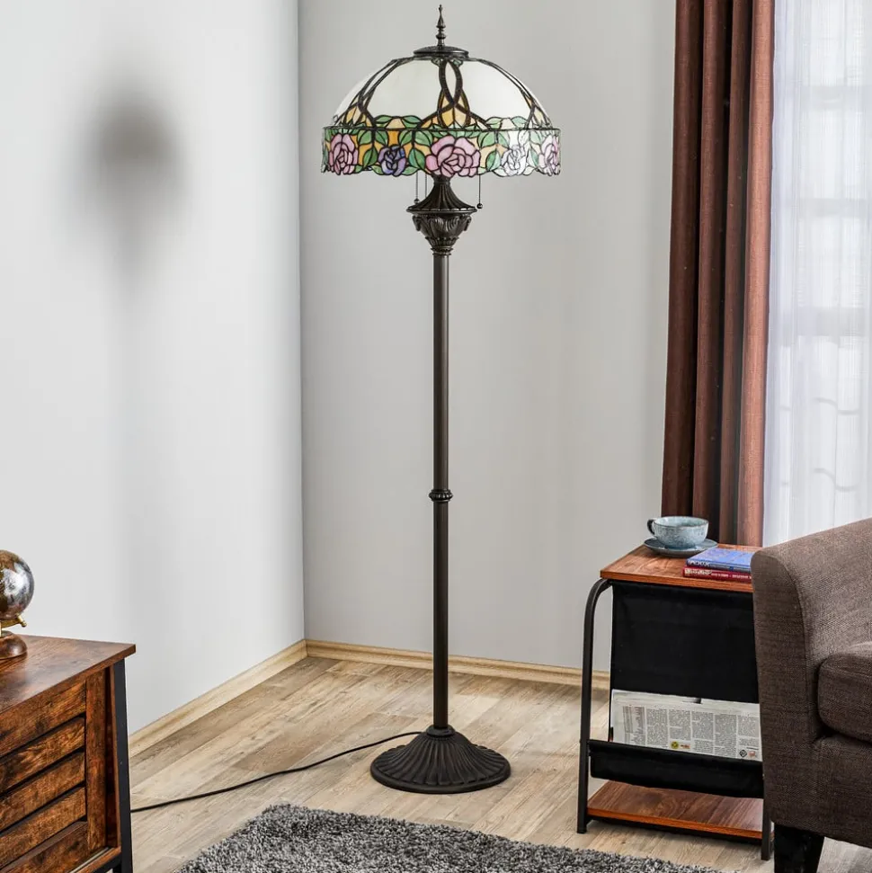 Sprookjesachtige vloerlamp Emily in Tiffany-stijl