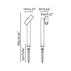 Spy LED grondspies lamp, donkergrijs, aluminium, hoogte 68,5 cm