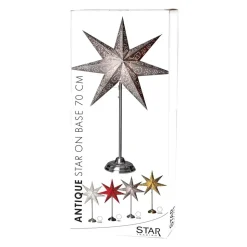Staande ster Antique, metaal/papier, rood