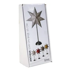 Staande ster Antique, metaal/papier, rood