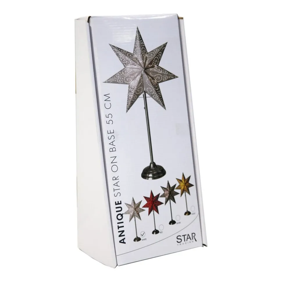 Staande ster Antique, metaal/papier, rood