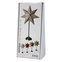 Staande ster Antique, metaal/papier, rood