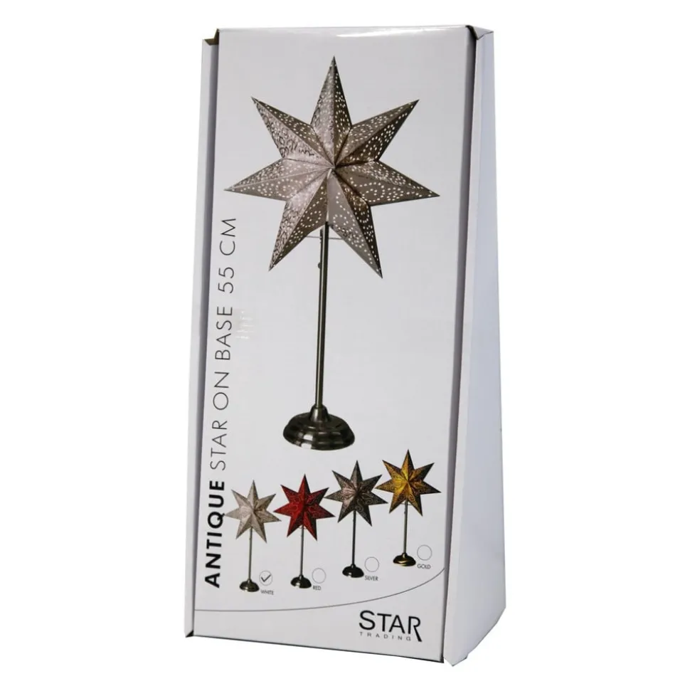 Staande ster Antique, metaal/papier, rood