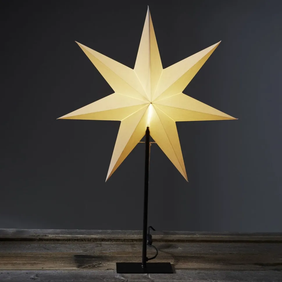 Staande ster Frozen, 7-punten, zwart/ster wit