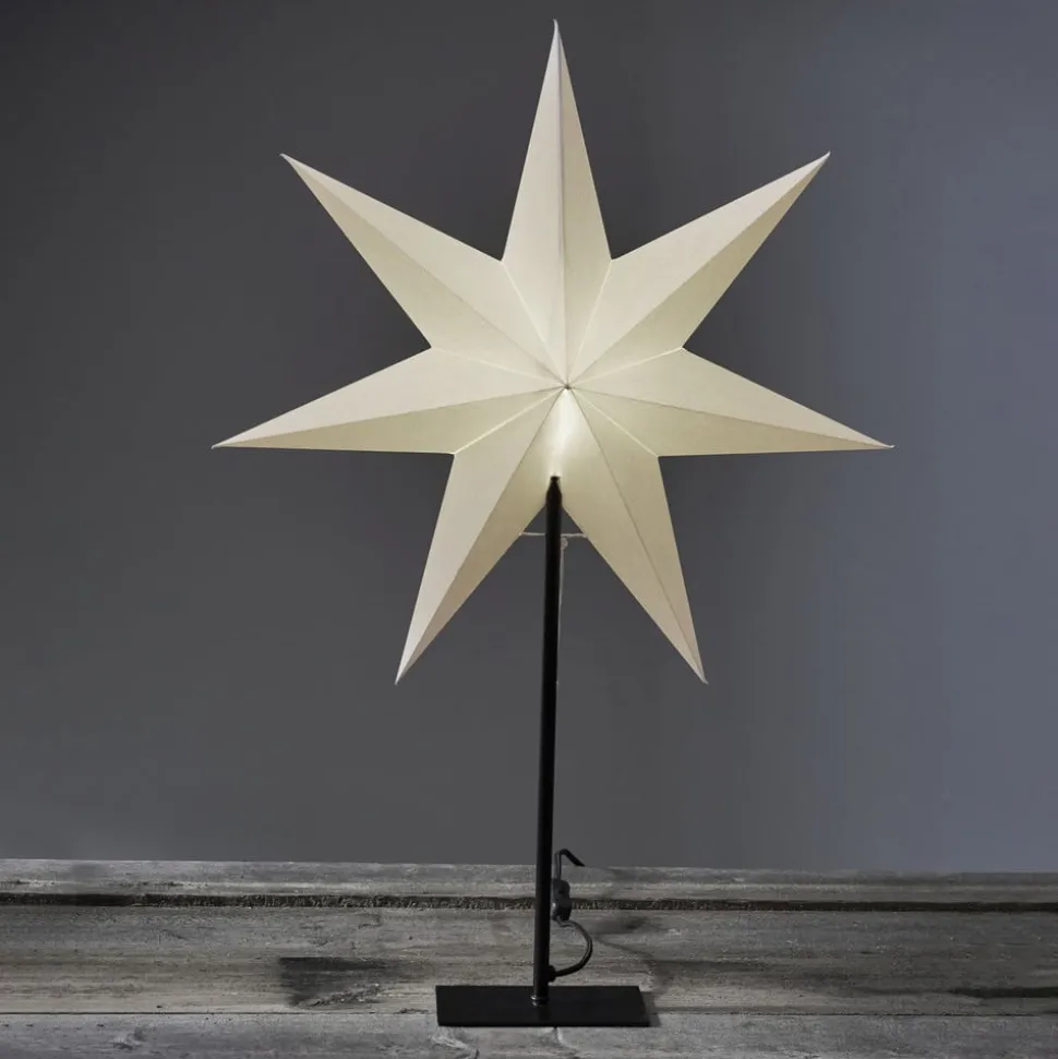 Staande ster Frozen, 7-punten, zwart/ster wit