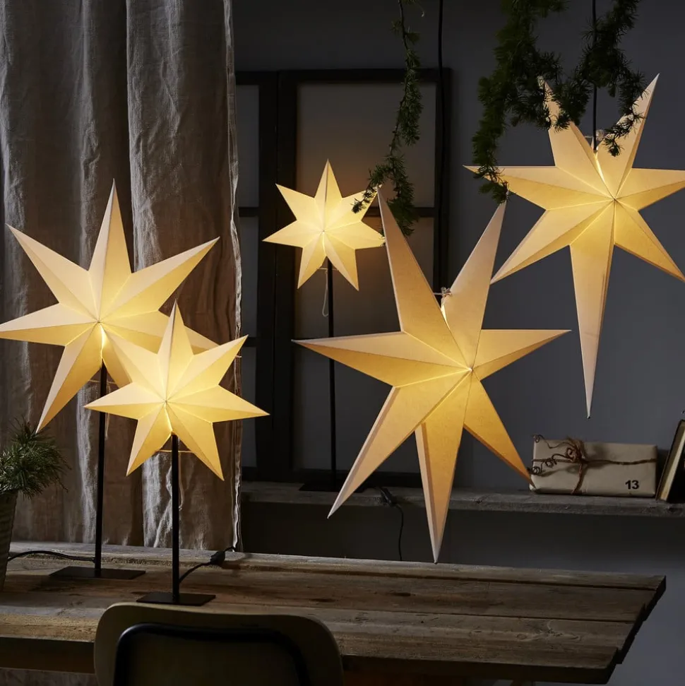 Staande ster Frozen, 7-punten, zwart/ster wit