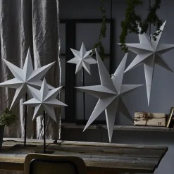 Staande ster Frozen, 7-punten, zwart/ster wit