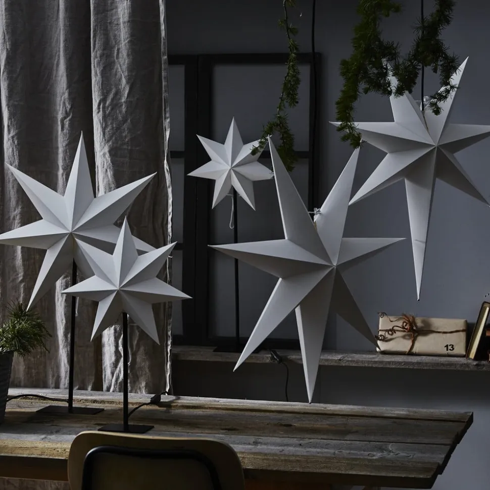 Staande ster Frozen, 7-punten, zwart/ster wit