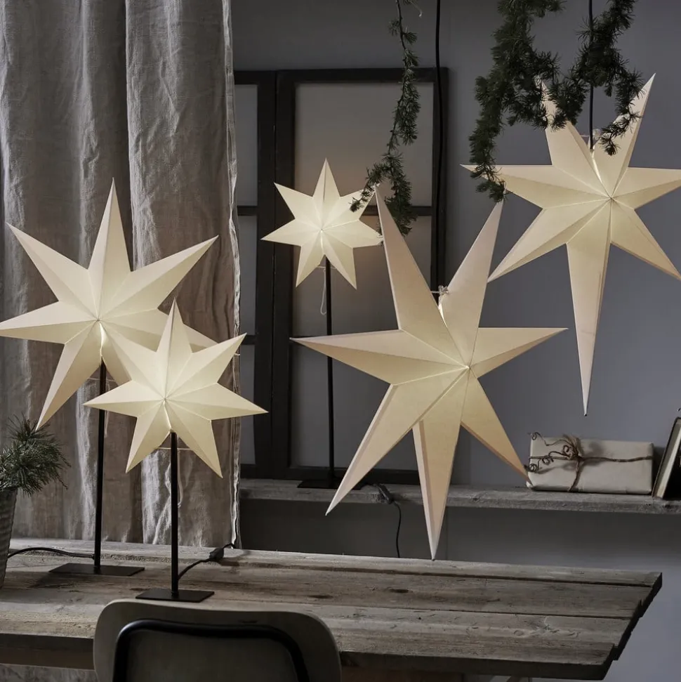 Staande ster Frozen, 7-punten, zwart/ster wit