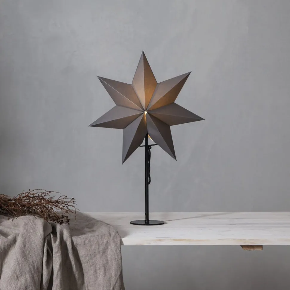 Staande ster Mixa metaal/papier zwart/donkergrijs