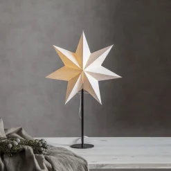 Staande ster Mixa, metaal/papier zwart/wit