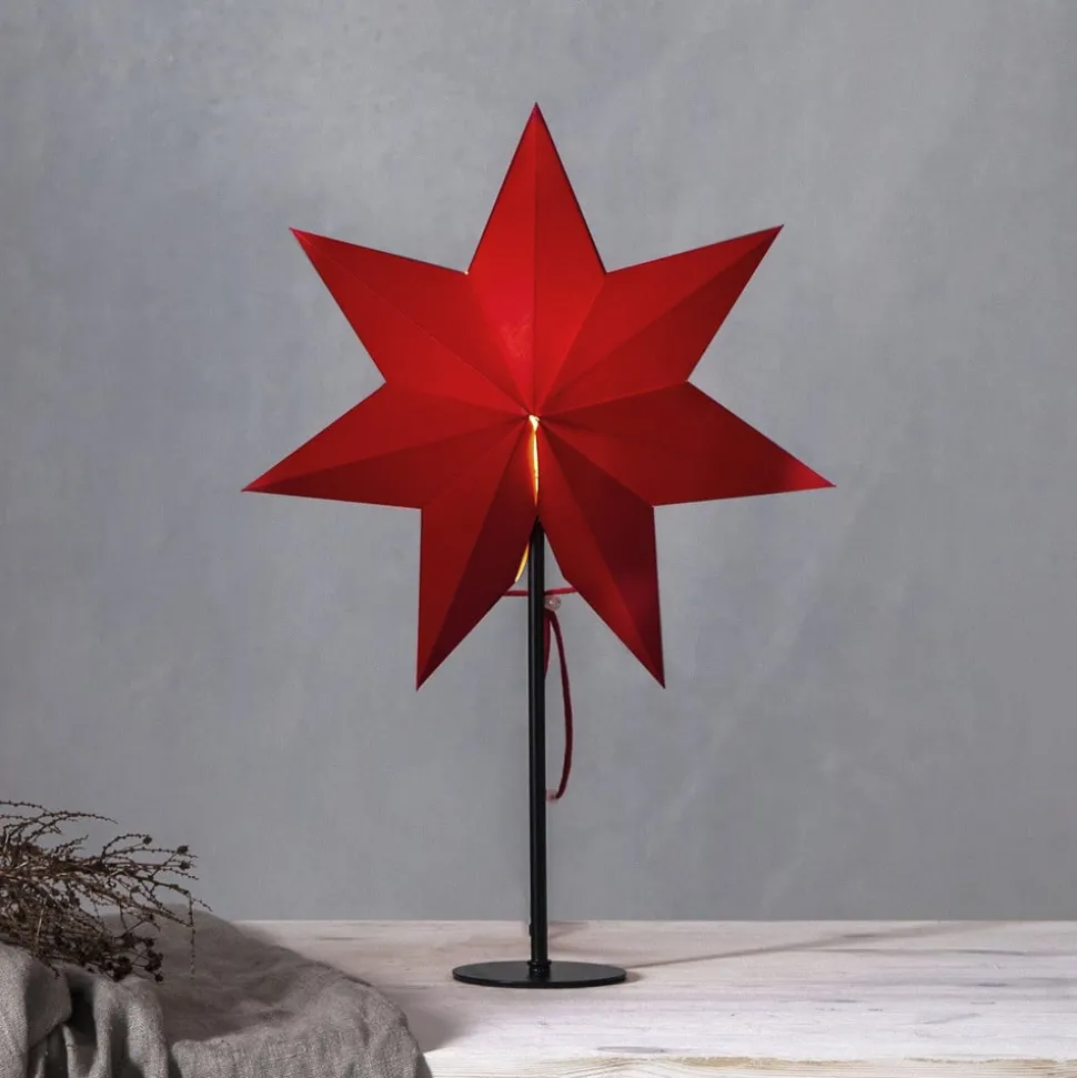Staande ster Mixa, metaal/papier zwart/rood