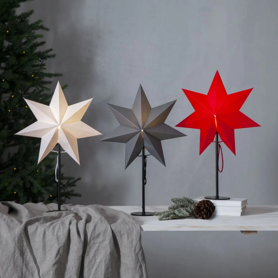 Staande ster Mixa, metaal/papier zwart/rood
