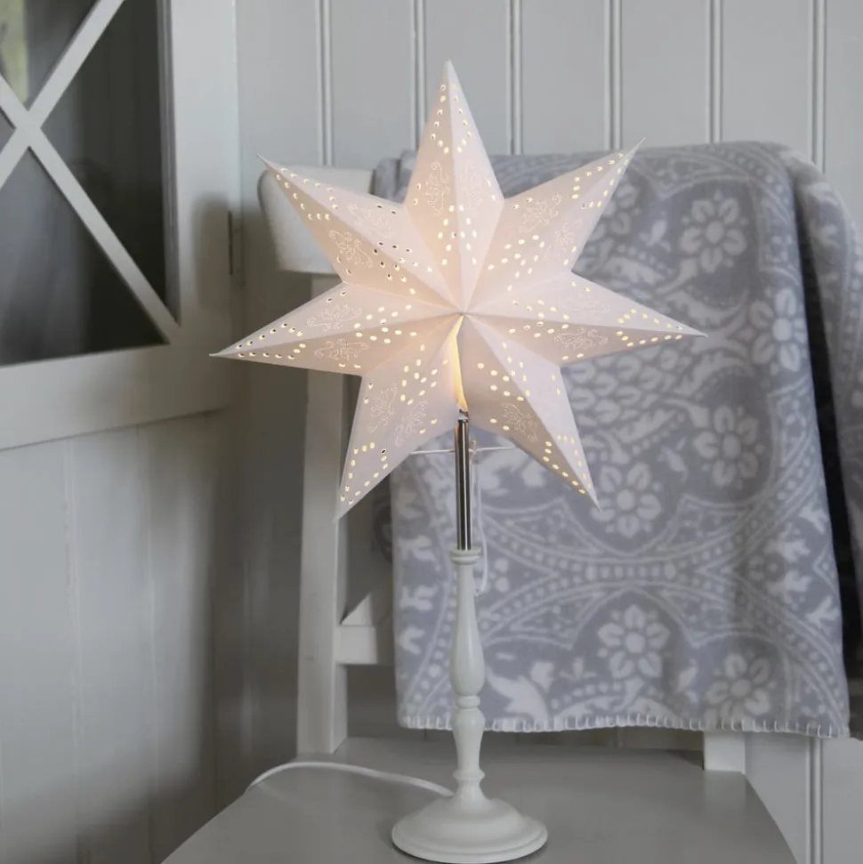 Staande ster romantiek met houten frame, wit