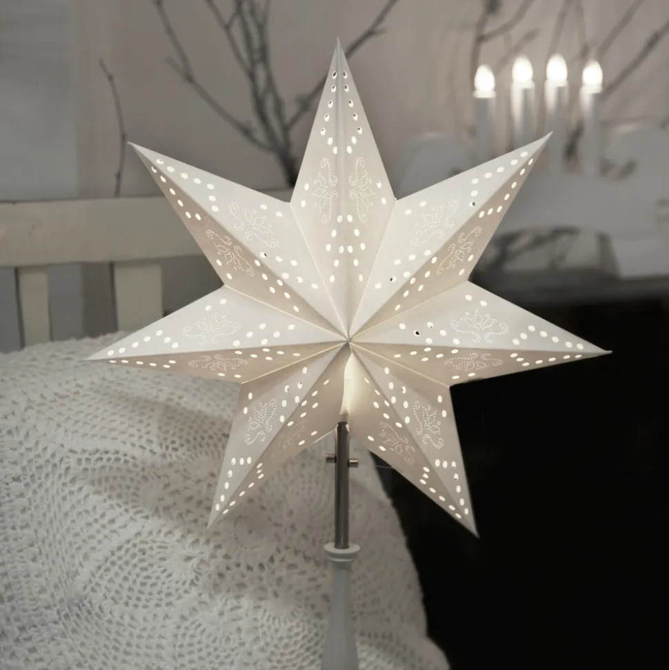 Staande ster romantiek met houten frame, wit