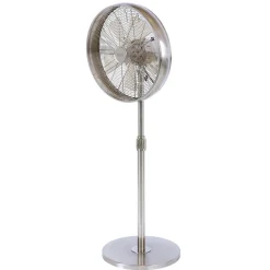Staande ventilator Breeze chroomkleurig, ronde voet, stil