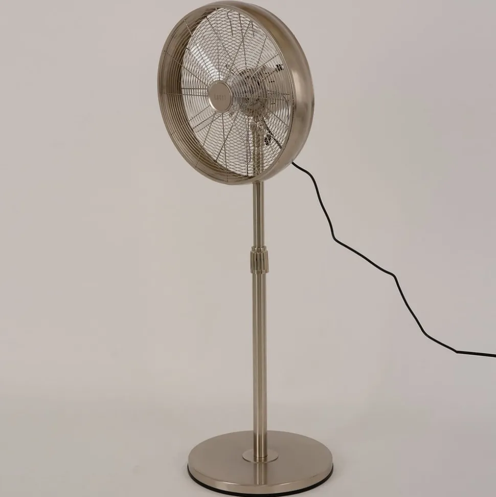 Staande ventilator Breeze chroomkleurig, ronde voet, stil