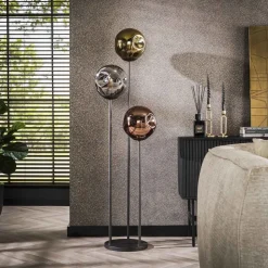 Stellar vloerlamp, 3-lamps, glas, metaal, veelkleurig