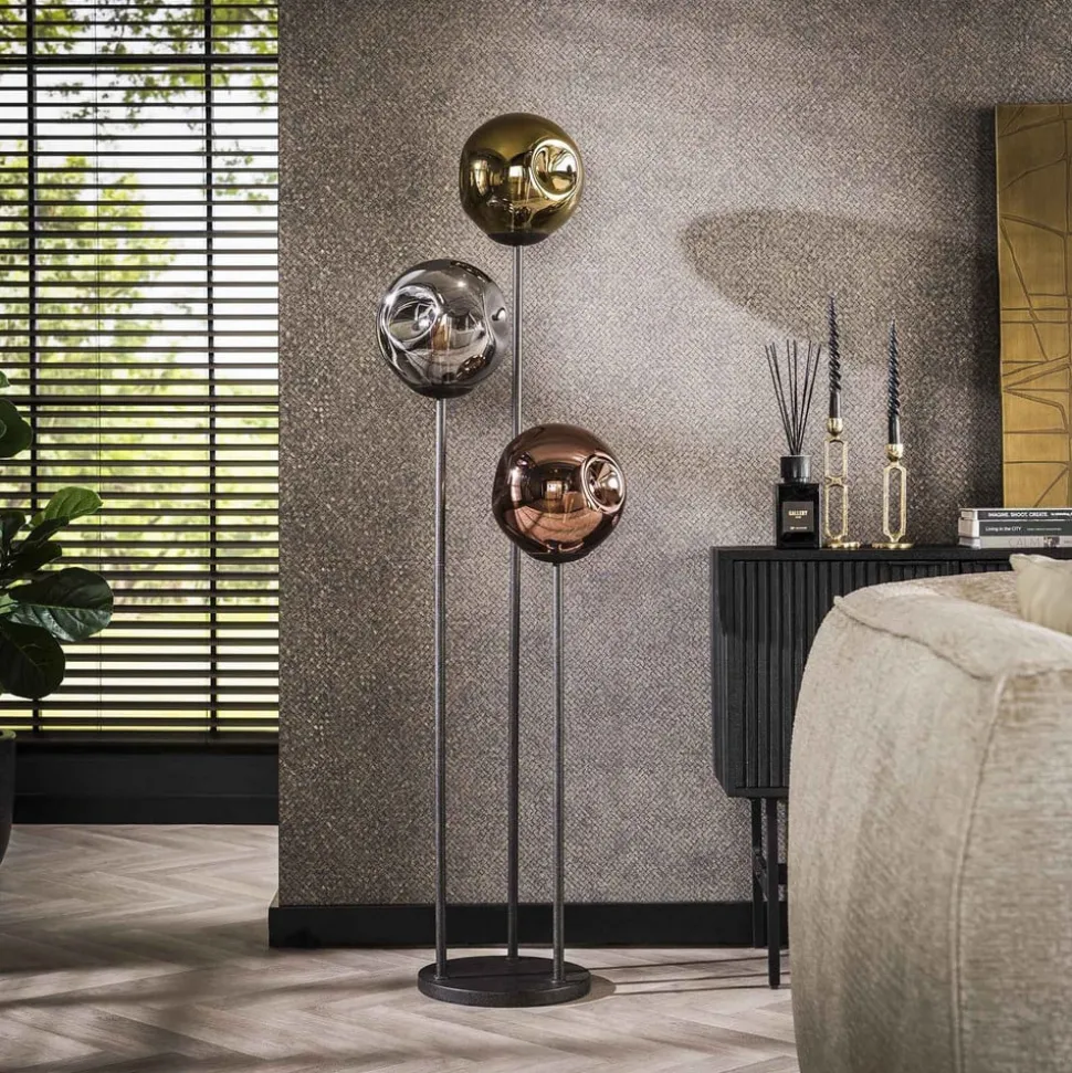 Stellar vloerlamp, 3-lamps, glas, metaal, veelkleurig