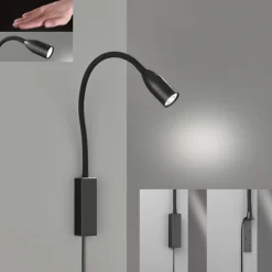 Sten LED wandlamp met gebarenbediening, zwart